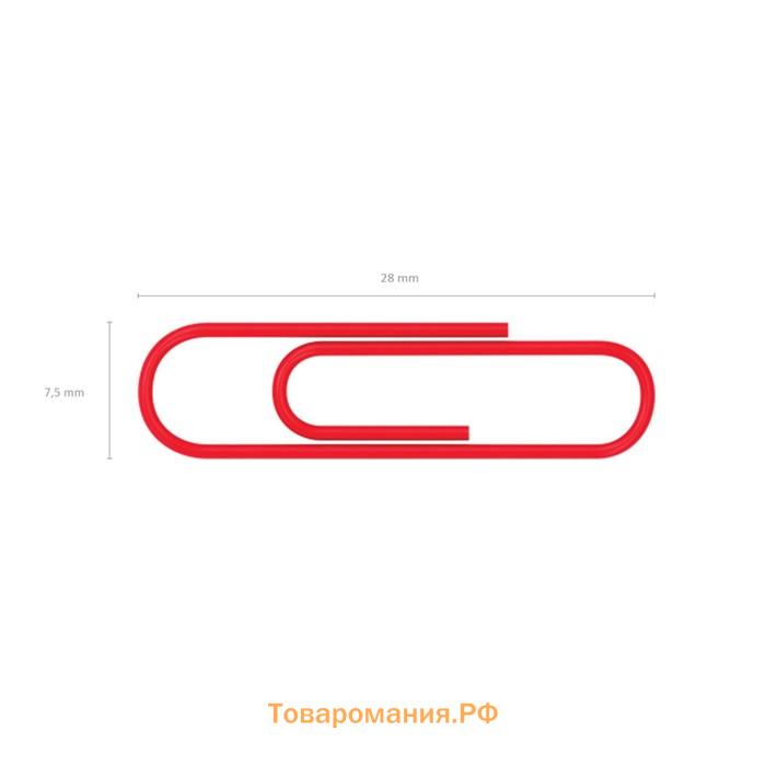 Скрепки канцелярские 28 мм, 100 шт, ErichKrause, цветные с виниловым покрытием, картонная упаковка, микс