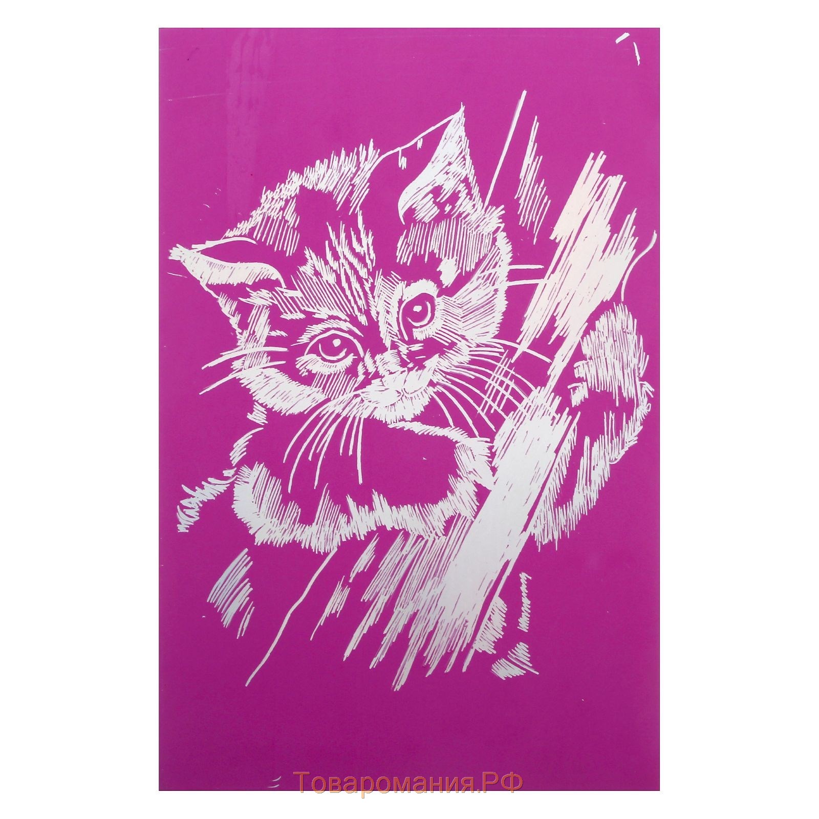 Гравюра «Котёнок» с металлическим эффектом «радуга» А4