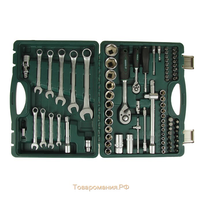 Набор инструментов в кейсе ТУНДРА, автомобильный, CrV, 1/2" и 1/4", 82 предмета