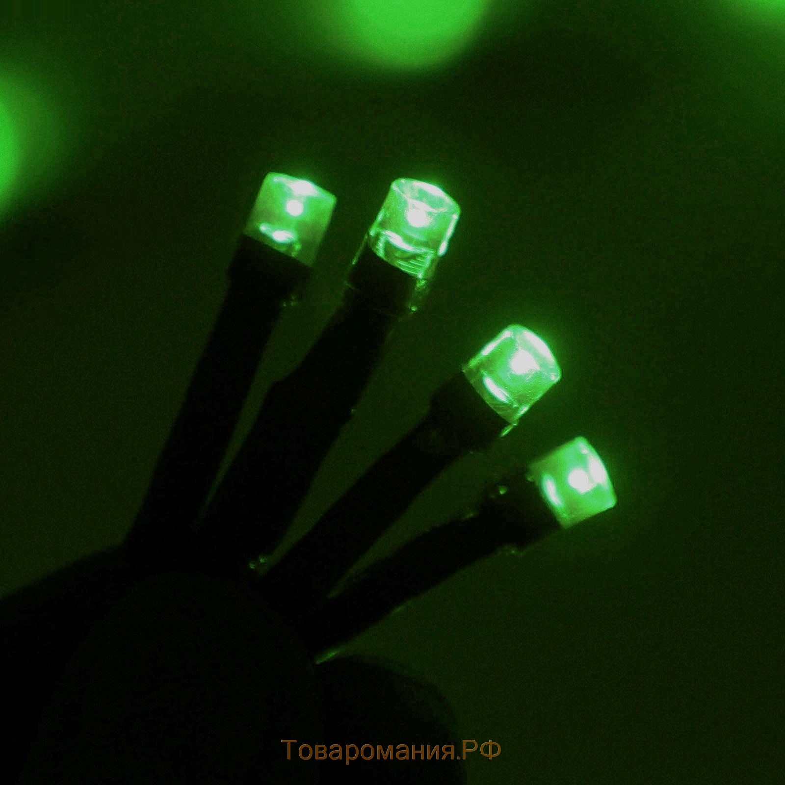 Гирлянда «Бахрома» 3 × 0.6 м, IP44, УМС, тёмная нить, 160 LED, свечение зелёное, 220 В