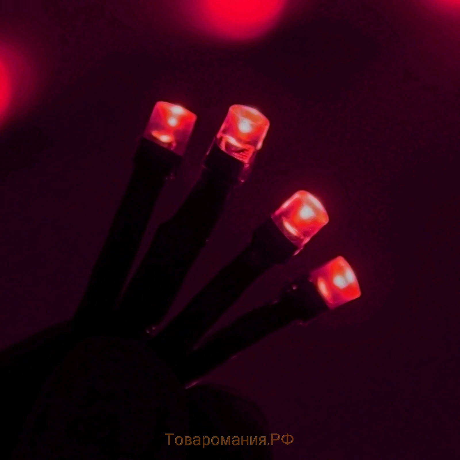 Гирлянда «Бахрома» 3 × 0.6 м, IP44, УМС, тёмная нить, 160 LED, свечение красное, 220 В