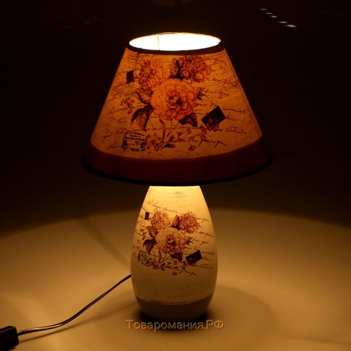 Лампа настольная керамика "Букет с пионами" Е14 220В 37х25х25 см RISALUX