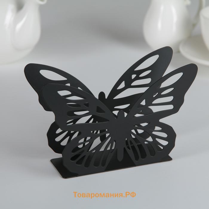 Салфетница «Бабочка», 13,5×4×9 см, цвет чёрный