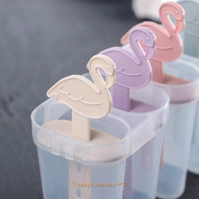 Форма для мороженого «Фламинго», 14,5×12×5,5 см, 4 ячейки, цвет МИКС