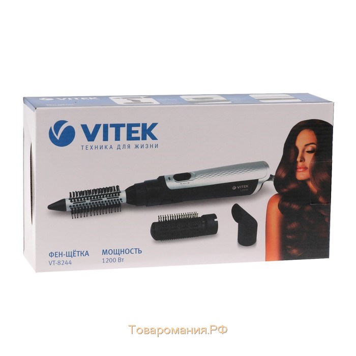 Фен-щётка Vitek VT-8244, 1200 Вт, 2 насадки, 3 режима