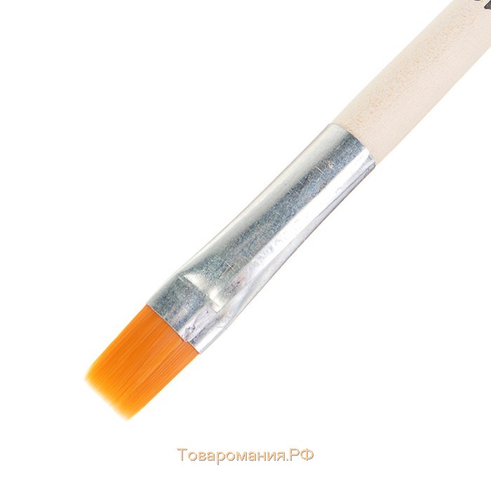 Кисть для рисования, Синтетика Плоская №12 (ширина обоймы 12 мм; длина волоса 14 мм), деревянная ручка, Calligrata