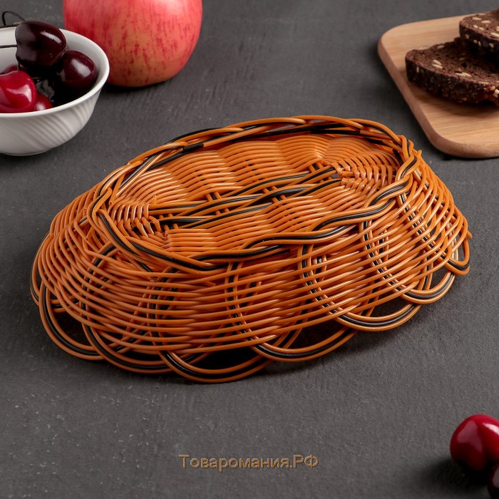 Корзинка для фруктов и хлеба «Венок», 24×16×6 см, цвет золотистый