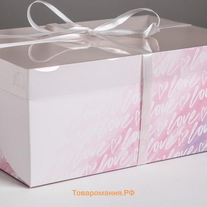 Коробка для капкейков, кондитерская упаковка, 6 ячеек «Love», 23 х 16 х 10 см