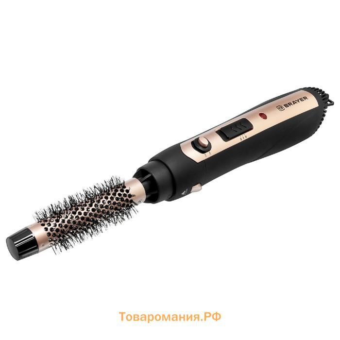 Фен-щётка BRAYER 3131BR, 1200 Вт, 2 скорости, 3 температурных режима, 3 насадки, чёрная