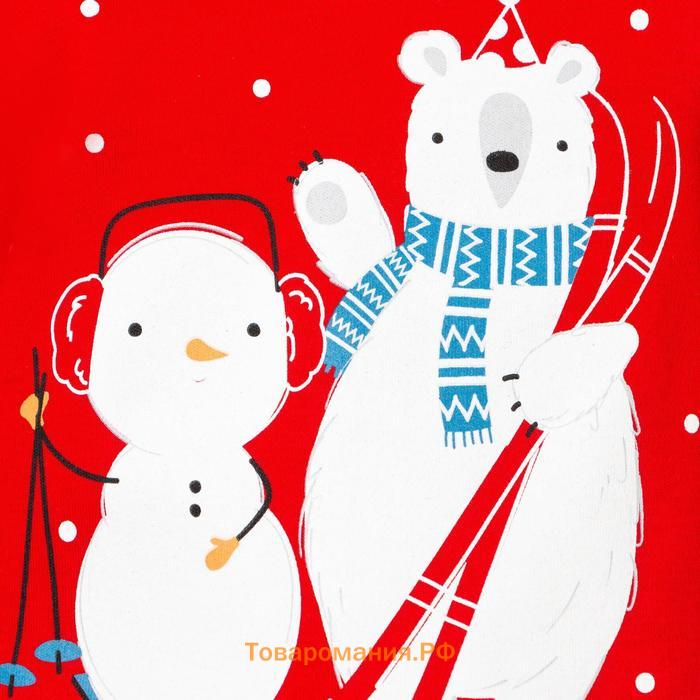 Боди с длинным рукавом Крошка Я "Happy winter", рост 62-68 см, цвет красный