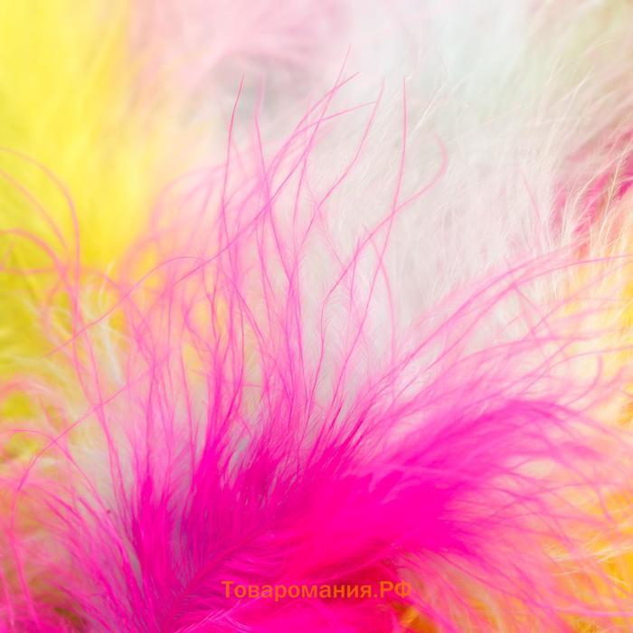 Перья декоративные страусиные, 10-12 см (набор 24 шт) 6 цветов, пастель, ассорти
