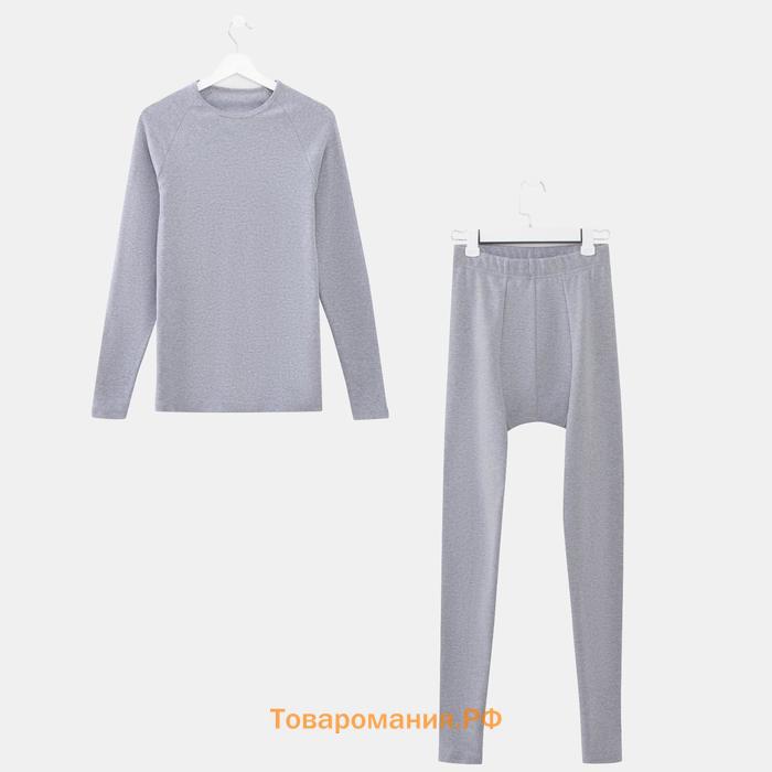 Термобельё мужское (джемпер, брюки) MINAKU, цвет светло-серый меланж, размер 56