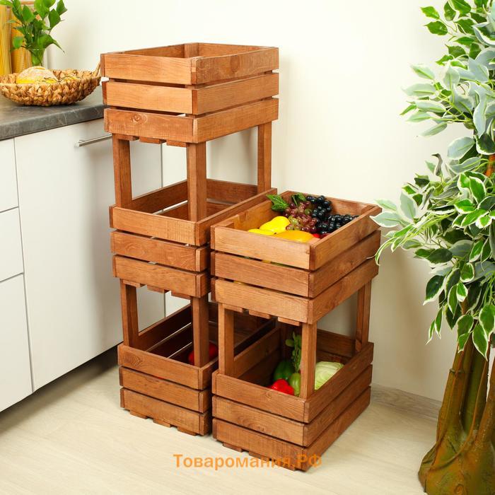 Ящик для овощей, 100 × 40 × 30 см, деревянный, трехуровневый, Greengo