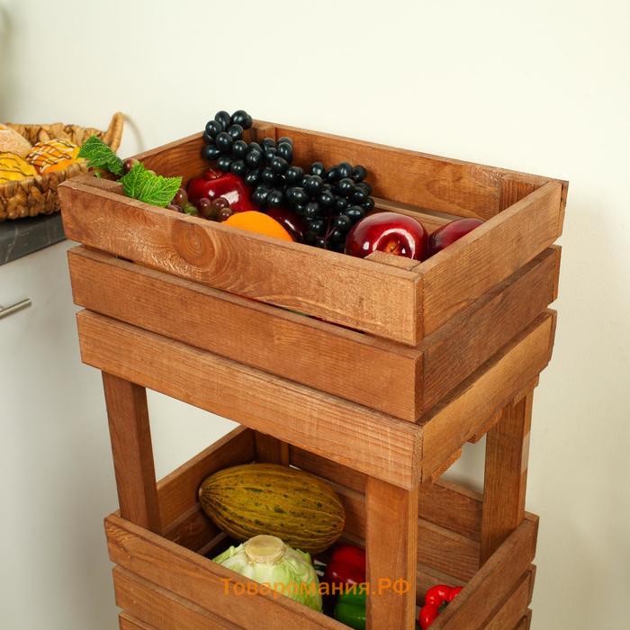 Ящик для овощей, 100 × 40 × 30 см, деревянный, трехуровневый, Greengo