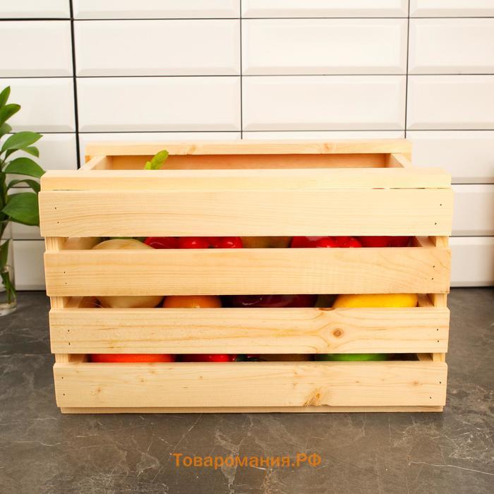 Ящик для овощей и фруктов, 29 × 23 × 19 см, деревянный, Greengo