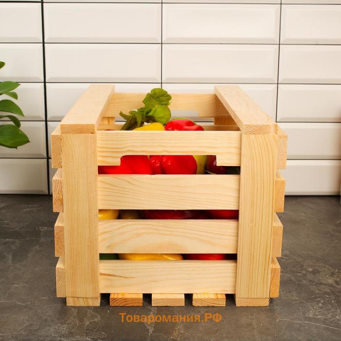 Ящик для овощей и фруктов, 29 × 23 × 19 см, деревянный, Greengo