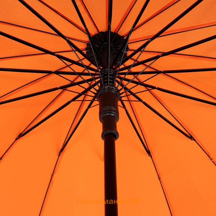 Зонт - трость полуавтоматический «Однотонный», 16 спиц, R = 46/55 см, D = 110 см, цвет МИКС