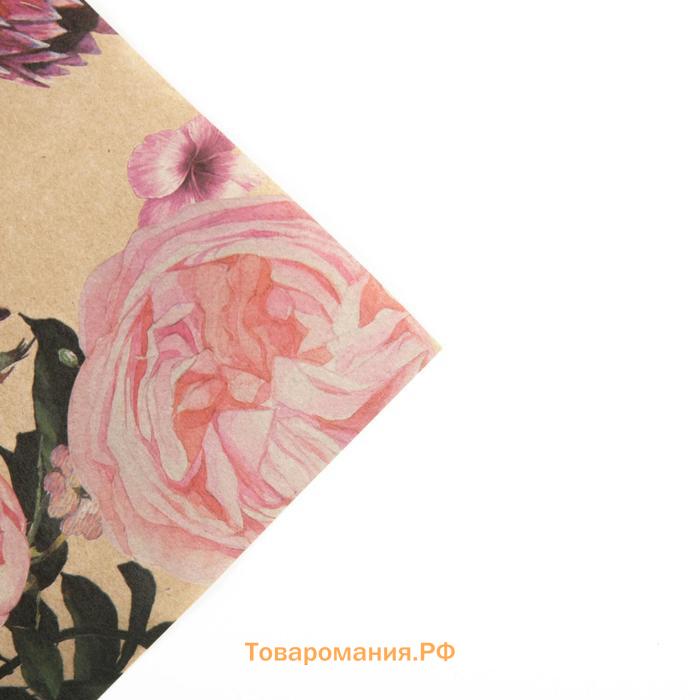 Бумага упаковочная крафтовая «Цветочный сад», 70 х 100 см