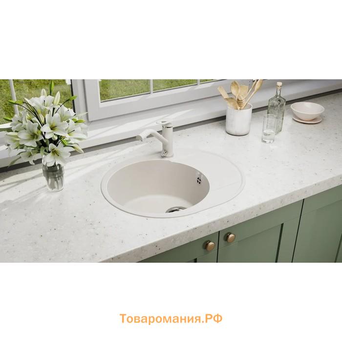 Мойка кухонная кварцевая Ulgran Quartz Nora 585, 585х485мм, цвет 01 жасмин