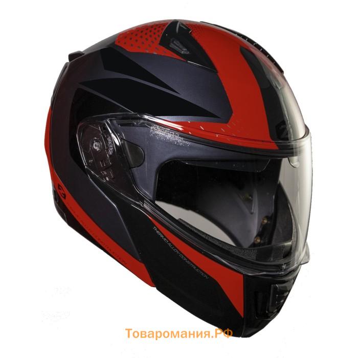 Шлем снегоходный ZOX Condor Parkway, стекло с электроподогревом, глянец, размер M, красный, чёрный