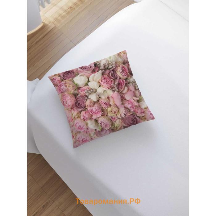 Наволочка декоративная «Розовый букет», на молнии, размер 45х45 см
