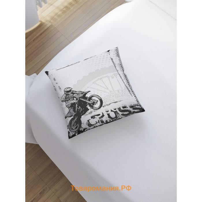 Наволочка декоративная «Мотоциклист трюкач», на молнии, размер 45х45 см
