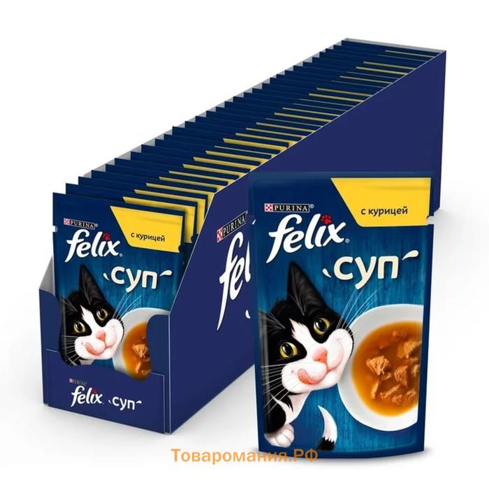 Влажный корм Felix Суп с курицей, для кошек, 48 г