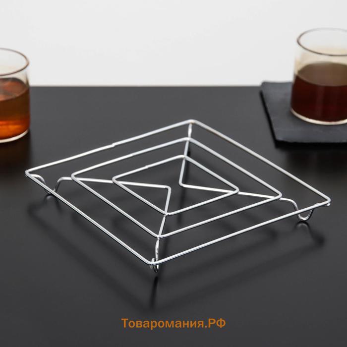 Подставка под горячее на ножках «Квадрат», 14×14×2 см, цвет хром