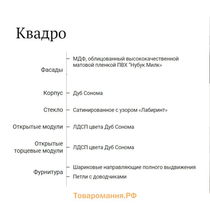 Шкаф навесной Квадро 400х310х720, Дуб сонома/Нубук Милк