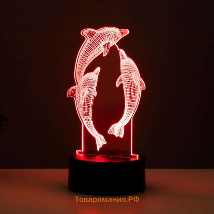 Светильник сенсорный "Дельфины" LED 7 цветов USB/от батареек белый  RISALUX