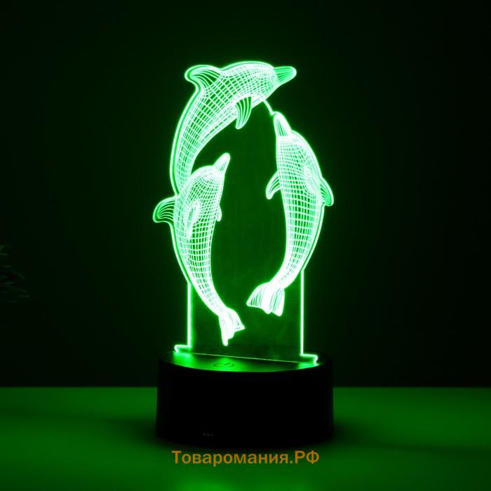 Светильник сенсорный "Дельфины" LED 7 цветов USB/от батареек белый  RISALUX