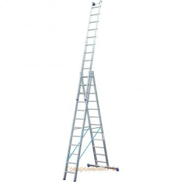 Лестница KRAUSE STABILO, трехсекционная, с траверсой, с доп. функцией, 14 ступеней
