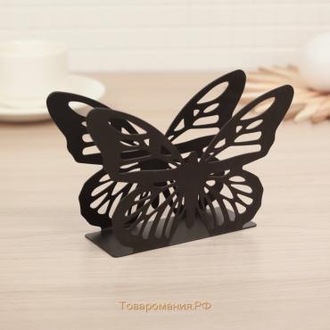 Салфетница «Бабочка», 13,5×4×9 см, цвет чёрный