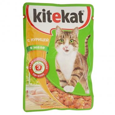 Влажный корм KiteKat для кошек, курица в желе, пауч, 85 г