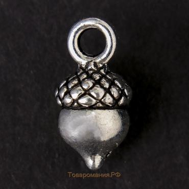 Декор металл для творчества "Жёлудь" серебро (А40975) 1,3х0,6 см