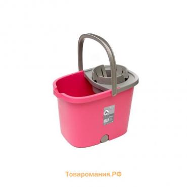 Ведро APOLO с отжимом и роликами, цвет розовый, 16 л