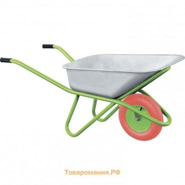 Тачка садово-строительная, одноколёсная: груз/п 180 кг, объём 90 л, зелёные ручки
