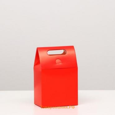 Коробка-пакет с ручкой, красная, 15 х 10 х 6 см