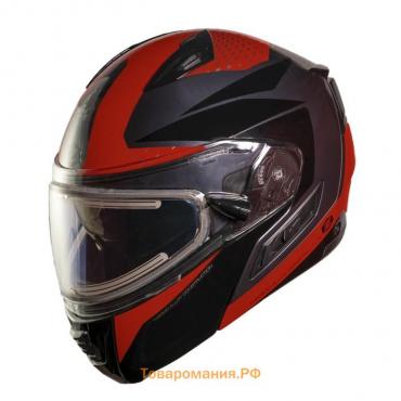Шлем снегоходный ZOX Condor Parkway, стекло с электроподогревом, глянец, размер M, красный, чёрный