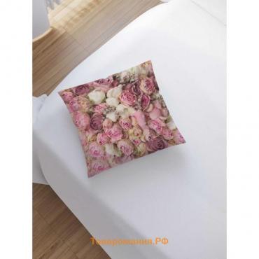 Наволочка декоративная «Розовый букет», на молнии, размер 45х45 см
