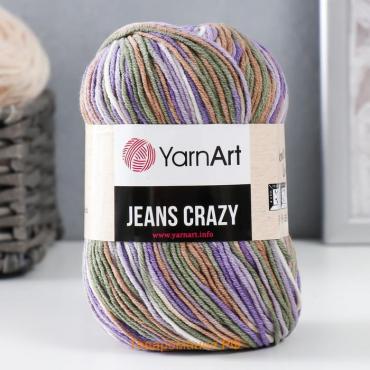 Пряжа "Jeans crazy" 55% хлопок, 45% акрил 160м/50гр (7207 фиолет-сир-зел.)